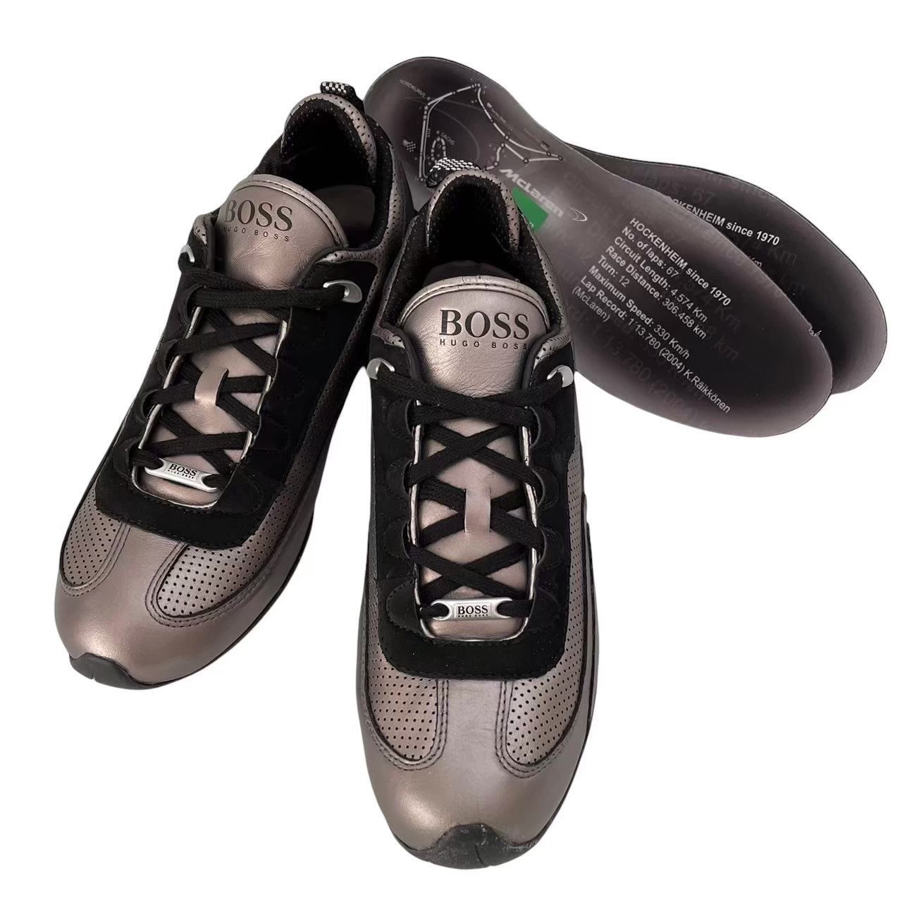 ［中古］BOSS HUGO BOSS ヒューゴボス スニーカー シューズ ブランド グレー系 50133413 靴 VODAFONE McLAREN MERCEDES サイズ40 約24.5cm メンズ