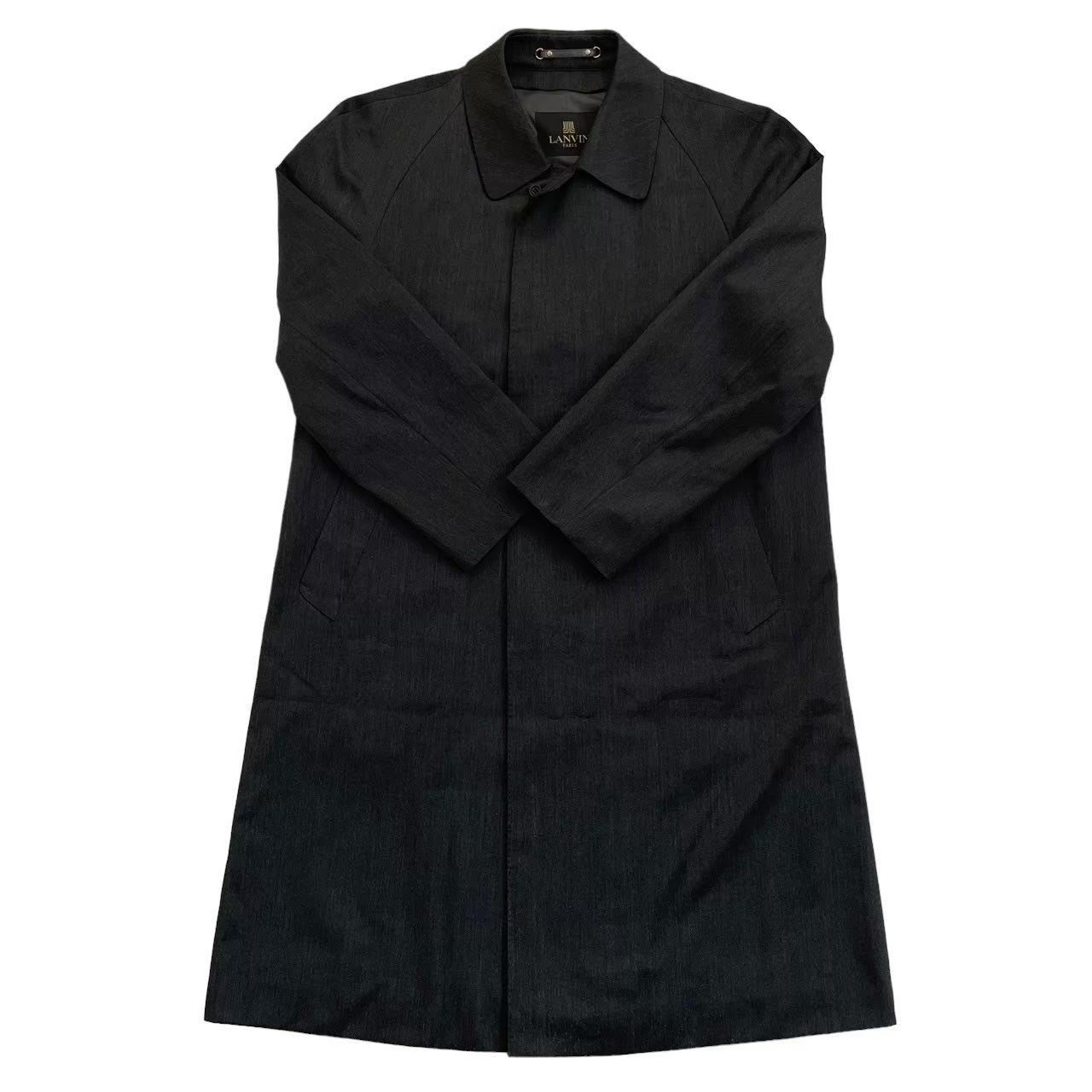 ［中古］LANVIN ランバン ロングコート 黒系 ブラック ロング コート メンズ サイズ R48-45 約XLサイズ相当
