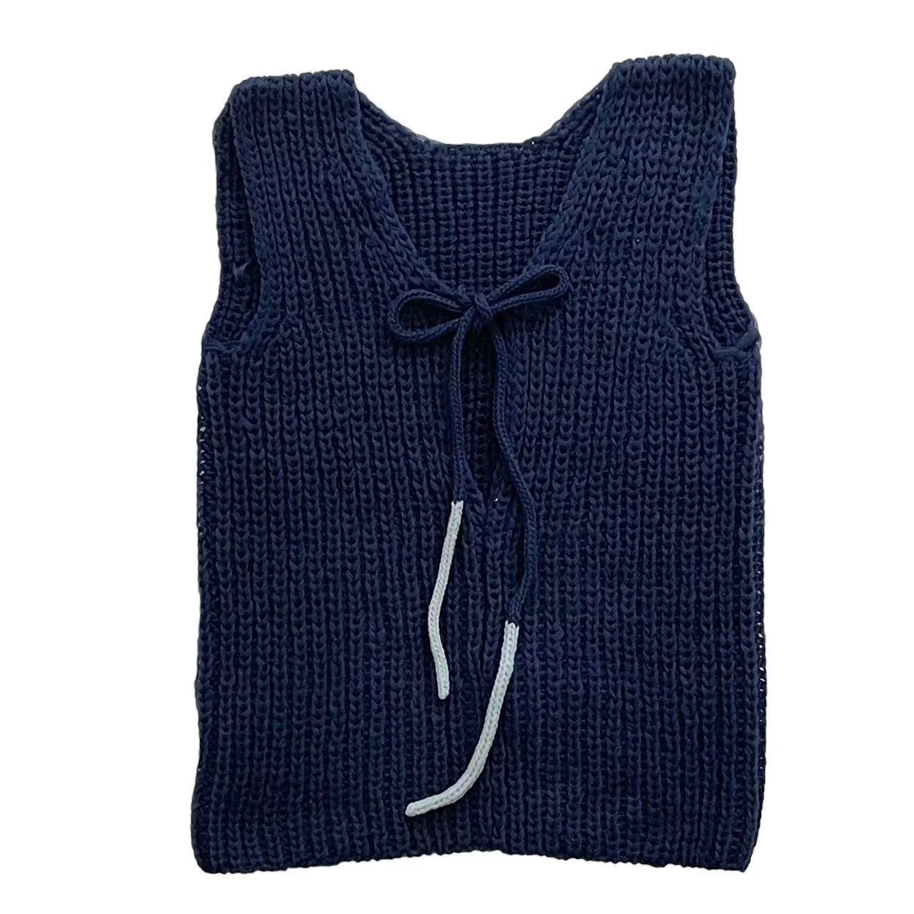 「中古」EMPORIO ARMANI エンポリオアルマーニ アルマーニ ベスト 紺 ネイビー ニットベスト トップス リボン サイズ38 Mサイズ レディース|総合ブランドリユースClimb