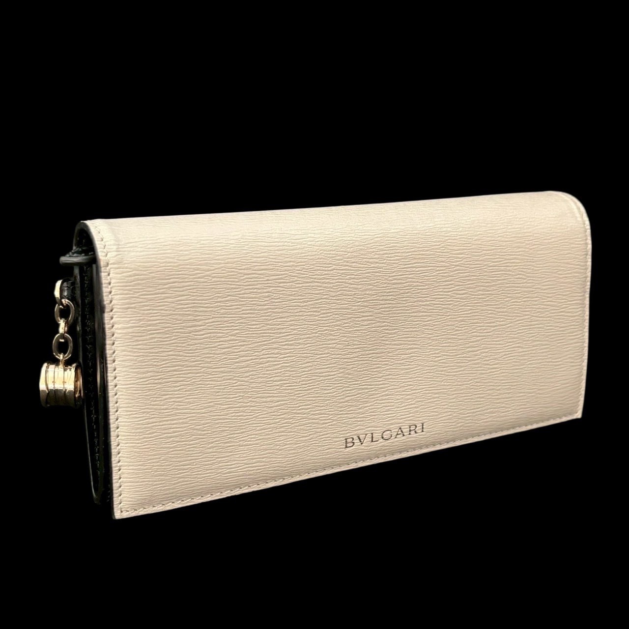 ［中古］BVLGARI ブル小峡谷 288231 長紙入れ 紙入れ ロングウォレット 二つ折り紙入れ 折紙入れ ロゴタイプ なめし革 白いこと 黒いこと メンズ流行り物 紙入れ 長紙入れ