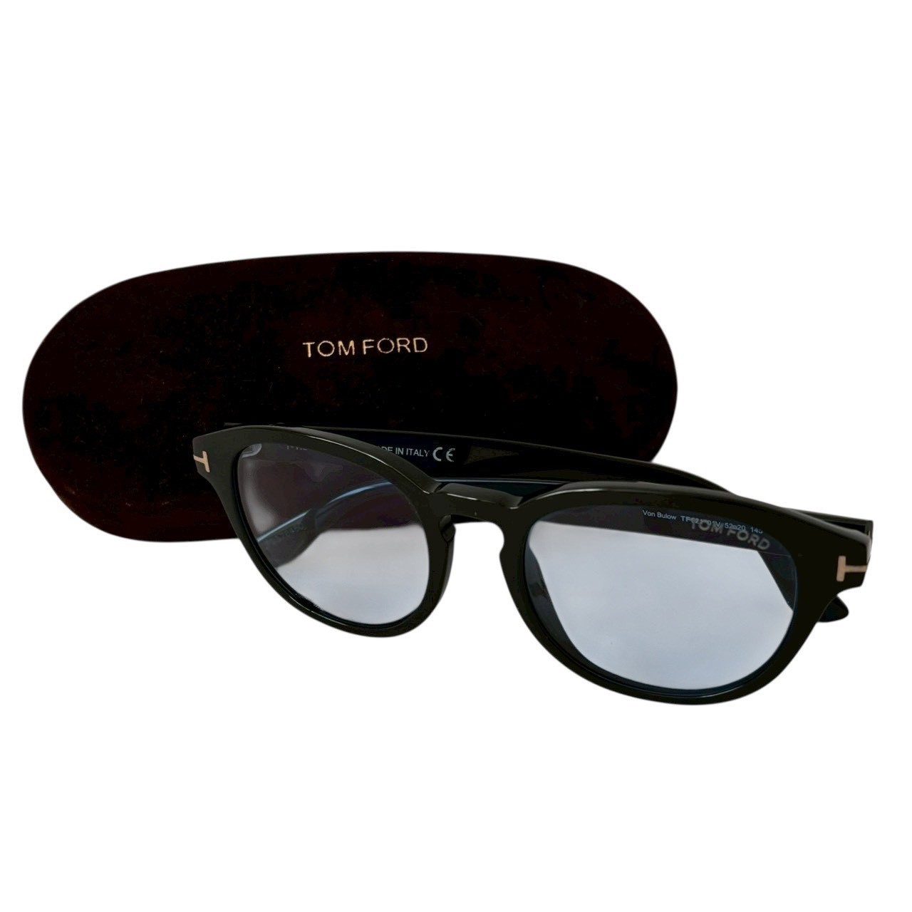 ［中古］TOMFORD トムフォード TF521 01V 52□20 145 サングラス アイウェア Von Bulow カラーレンズ プラスチック ブラック ブルーメンズファッション　ファッション小物　伊達メガネ