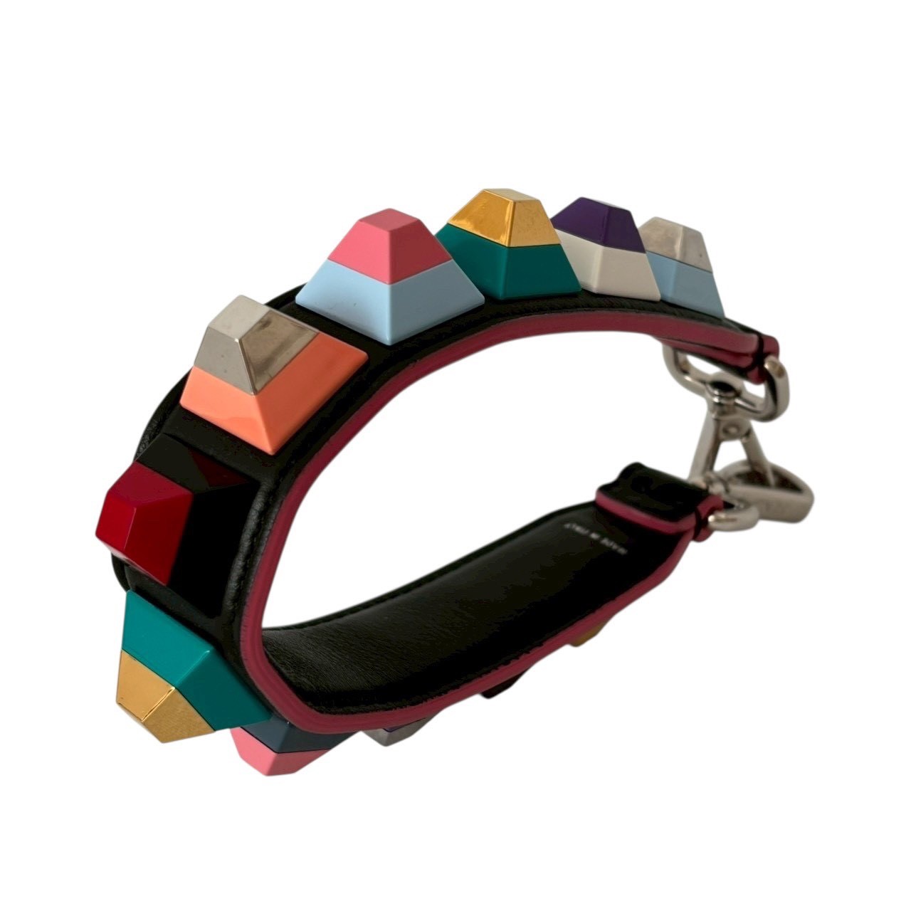 ［中古］FENDI フェンディ ミニ ストラップユー ショルダーストラップ アクセサリー 付け替え 小物 スタッズ レザー ブラック マルチカラー　レディースファッション　ファッション小物　その他財布　帽子　ファッション小物