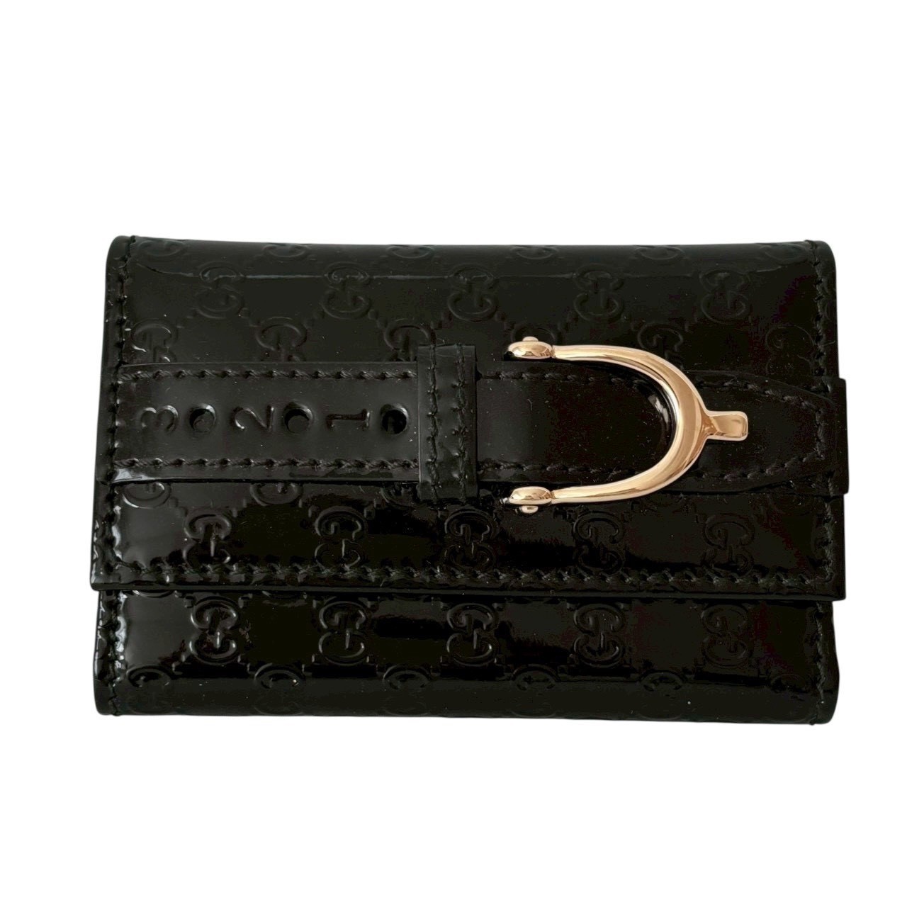 ［中古］【美品】GUCCI グッチ 309759 6連 キーケース キーフック 小物 マイクログッチシマ パテントレザー ブラック　レディースファッション　ファッション小物　キーケース