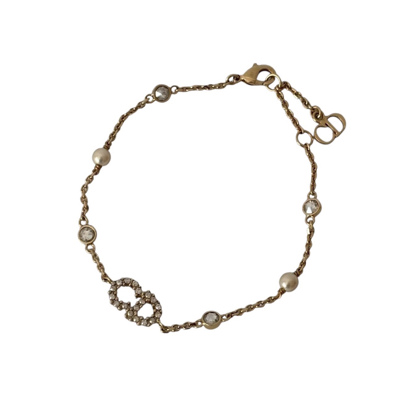 ［中古］Christian Dior クリスチャンディオール ブレスレット バングル アクセサリー ジュエリー 小物 ロゴ GP パール ラインストーン ゴールド ファッション 腕時計 アクセサリー レディースアクセサリー ブレスレット｜総合ブランドリユースClimb