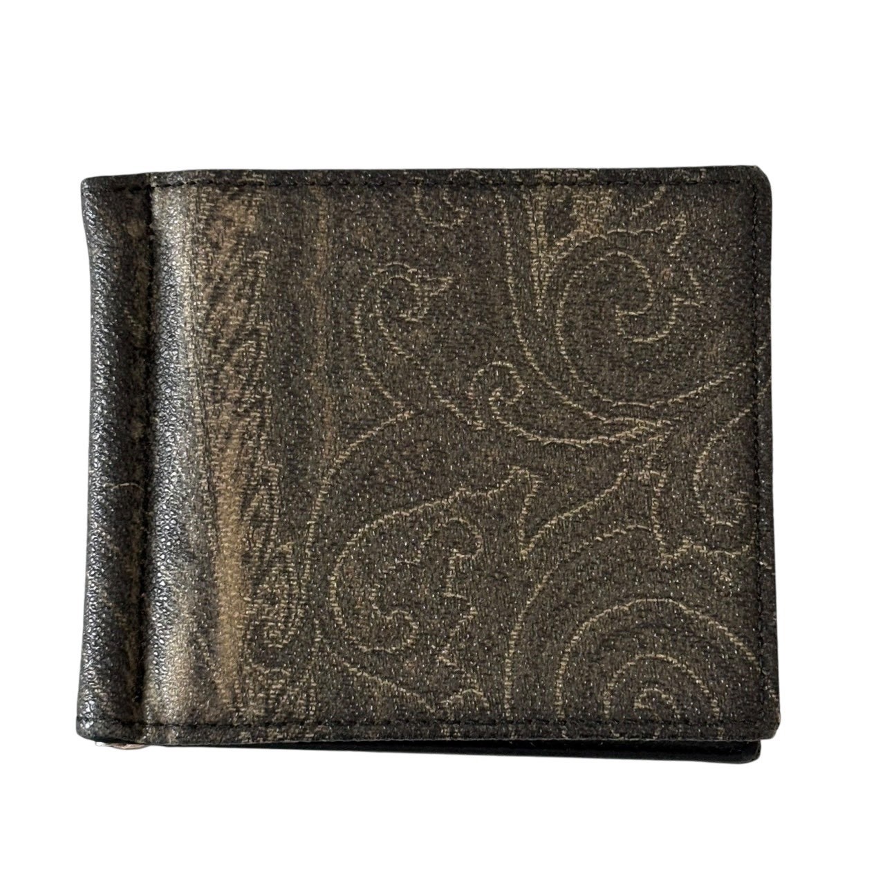 ［中古］ETRO エトロ 財布 二つ折り財布 折財布 札入れ マネークリップ ペイズリー コンパクトウォレット レザー ブラック系 メンズファッション 財布 長財布 10,249円