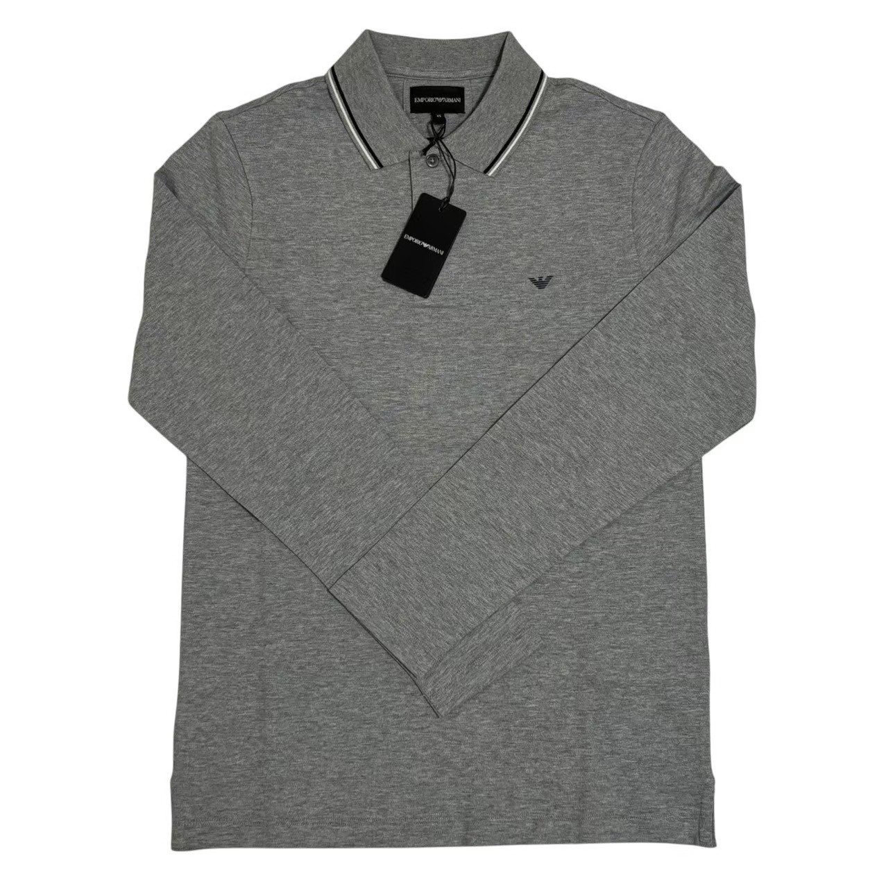 「未使用」EMPORIO ARMANI エンポリオアルマーニ アルマーニ トップス 長袖シャツ グレー ポロシャツ 長袖 シャツ メンズ XSサイズ ブランド ファッション