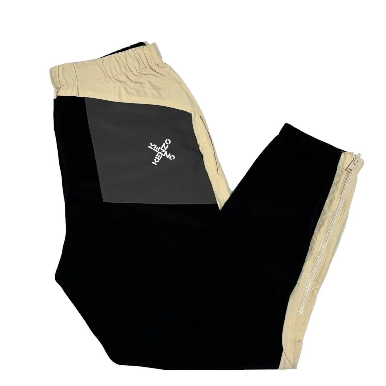 「中古」KENZO ケンゾー ジョグパンツ ボトムス 黒 ベージュ 黒いこと ズボン下 引っ切り無いズボン下 FA65PA5109CO メンズ S大きさ ブランド名 流行り物 お召しもの