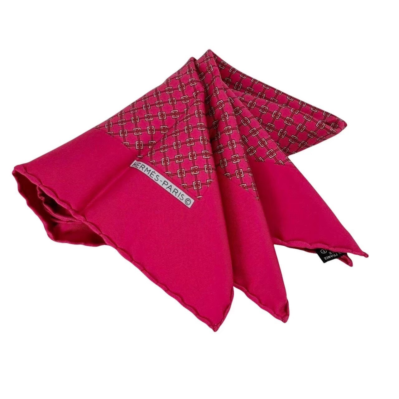 「中古」HERMES エルメス スカーフ 赤系 レッド系 カレ40 ルロタージュ プチカレ シルク ハイブランド ファッション 小物 レディース