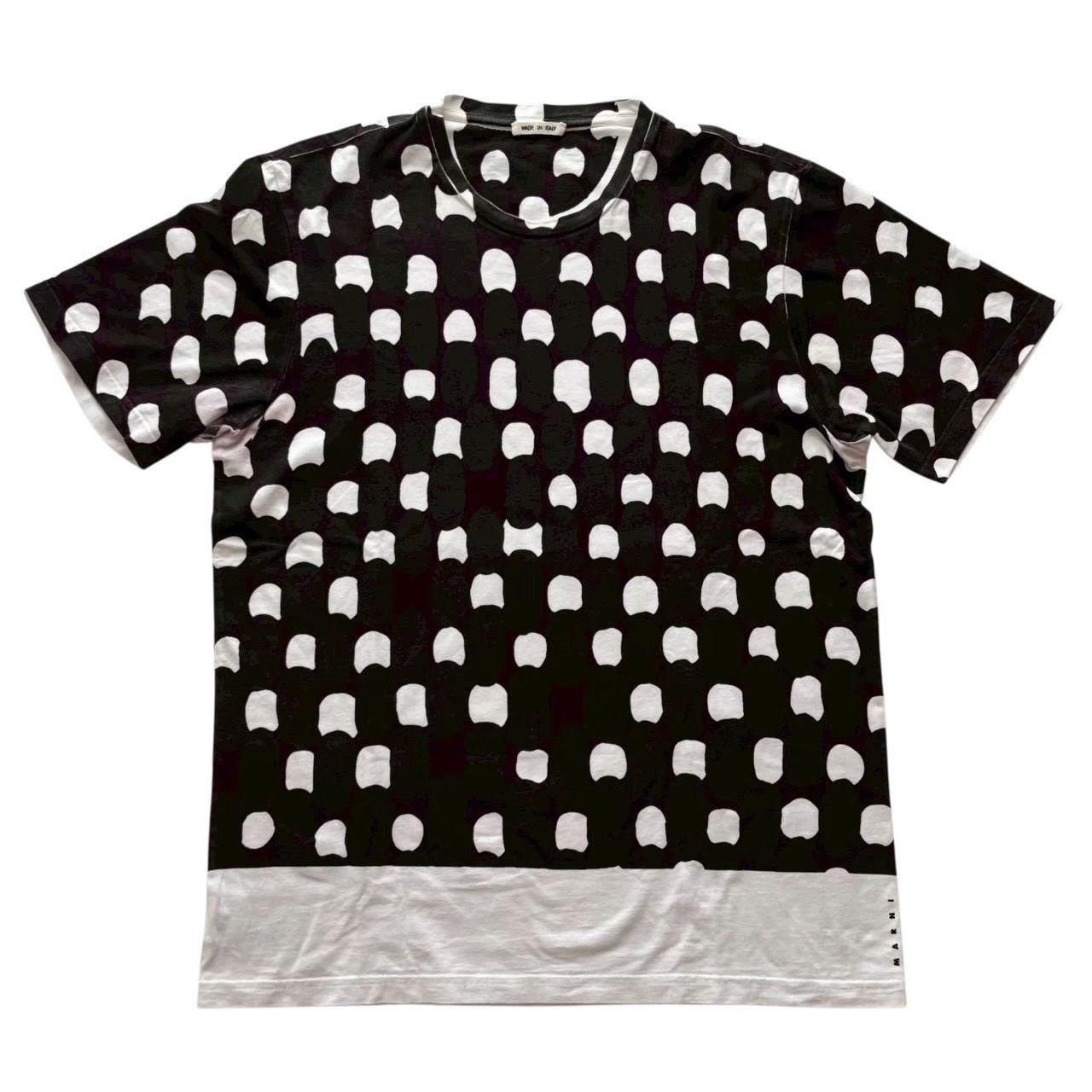 ［中古］MARNI マルニ 刷り上げるティーシャツ 白 黒系 白いこと 黒いこと 刷り上げる 水玉 一点 ティーシャツ メンズ 大いさ48 L大いさ ブランド名 流行り物 御召しもの