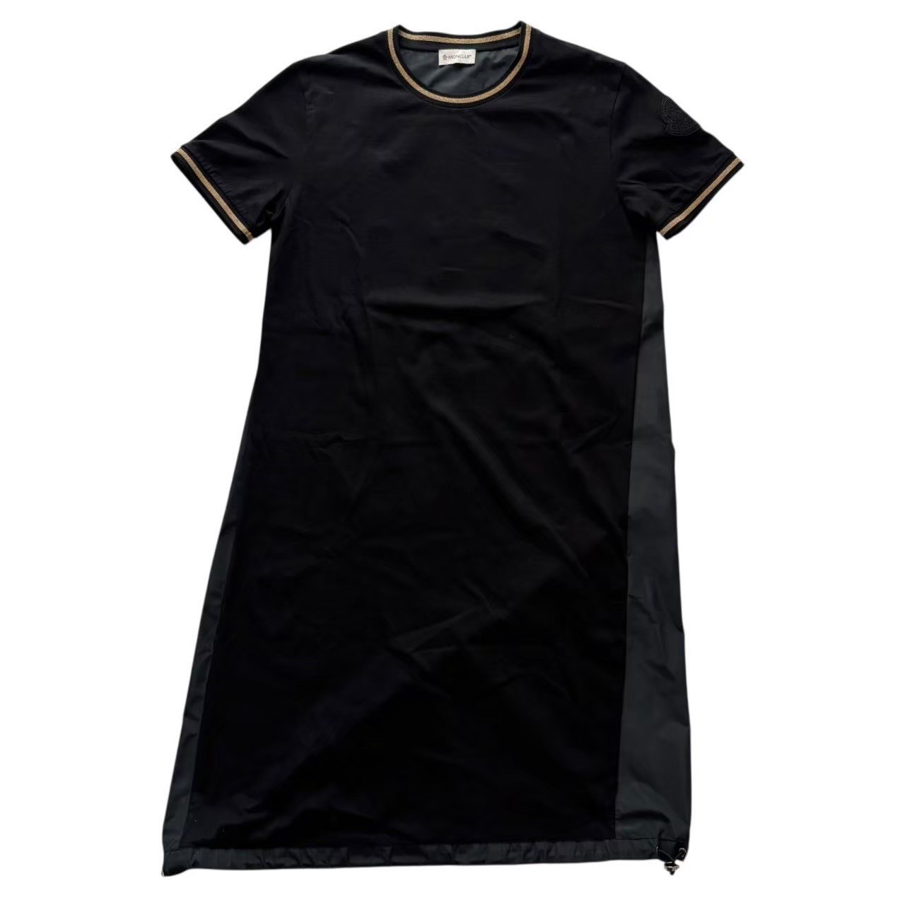［中古］MONCLER モンク軌跡 半袖衣裳 黒 黒いこと 衣裳 半袖 ABITO F20938171700 V8058 レディース S大いさ 綿 ポリエステル