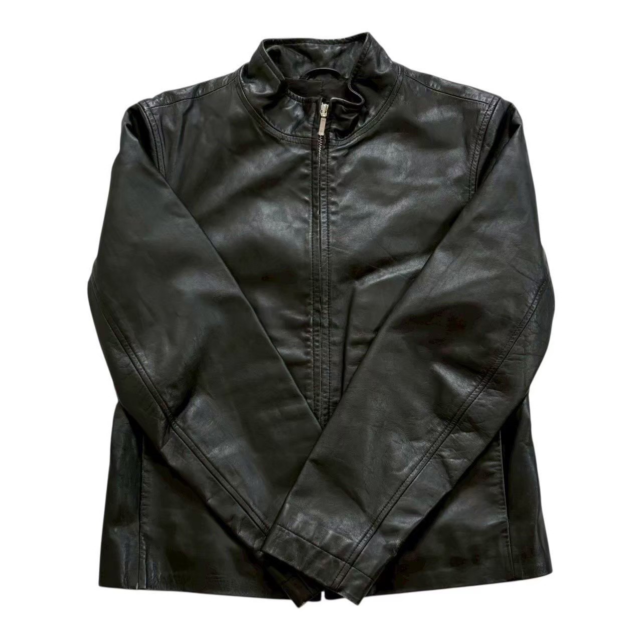 ［中古］GAP ギャップ レザージャケット 黒 ブラック アウター シングルライダー ジャケット レザー メンズ XSサイズ ファッション 牛革 ポリエステル