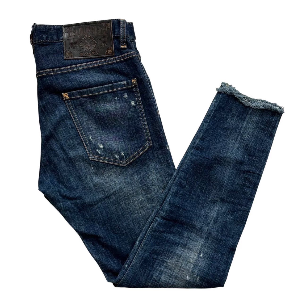 ［中古］DSQUARED2 ディースクエアード ダメージジーンズ 青 ブルー デニム パンツ ダメージ 長ズボン ディーン&ダン メンズ サイズ48 Sサイズ