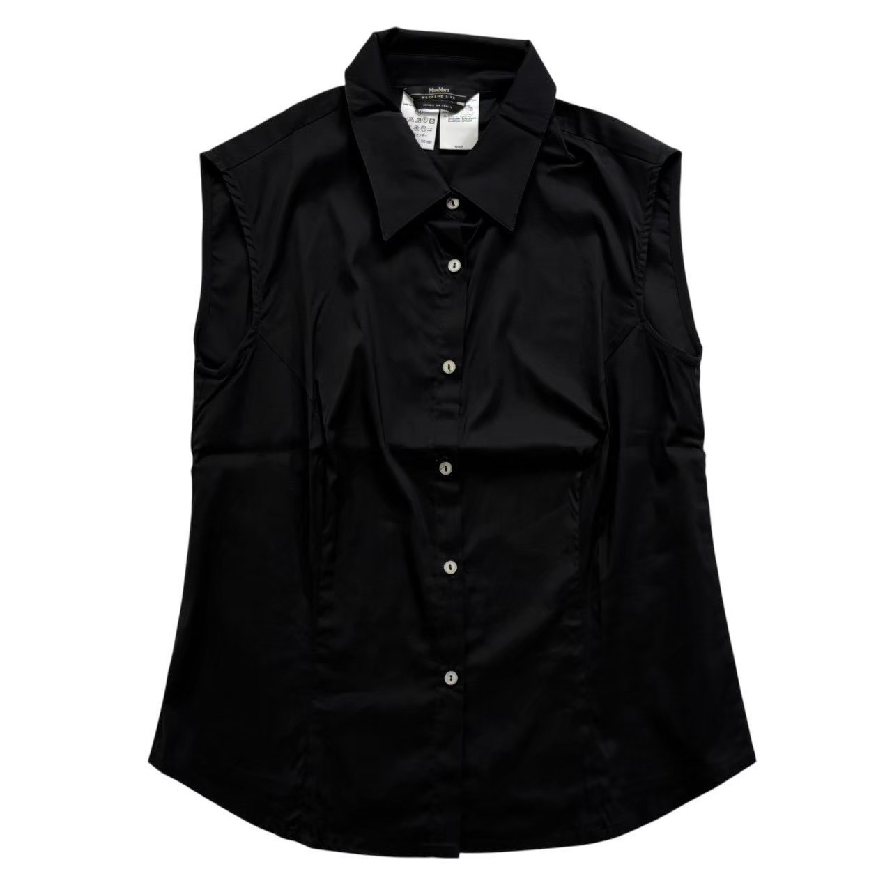 ［中古］MaxMara マックスマーラ ノースリーブプルオーバー 黒 黒いこと 無地 分かりやすい トップス プルオーバー ノースリーブ レディース M大きさ えり 名取り草 綿 綿織物