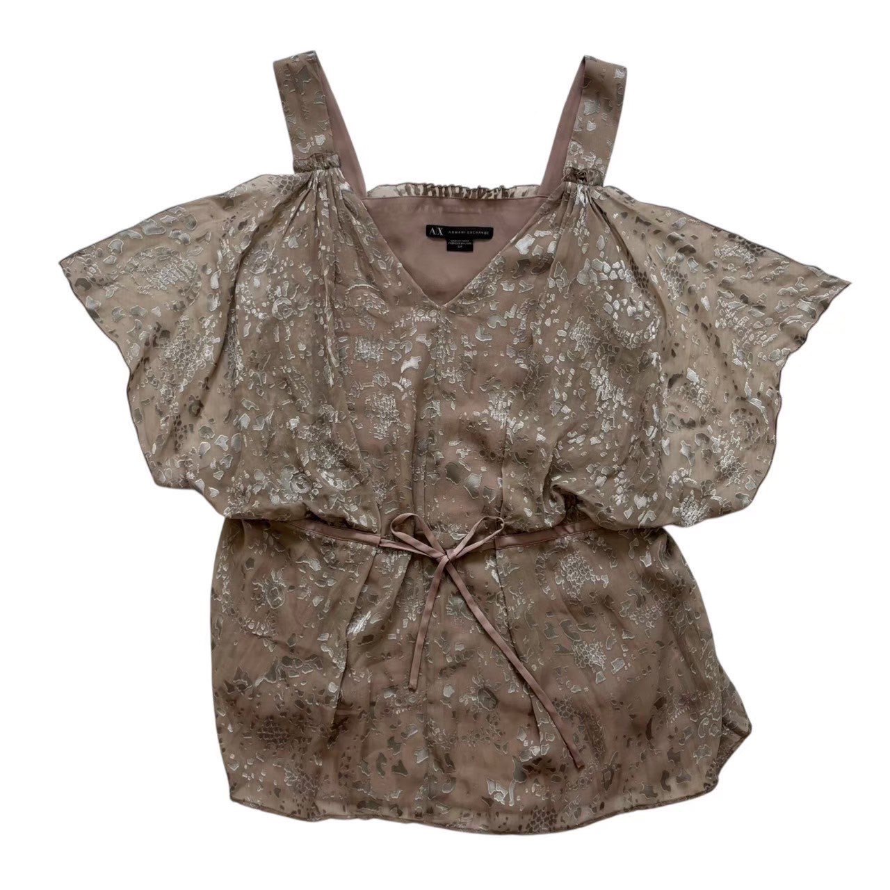 ［中古］ARMANI EXCHANGE アルマーニ 取り替えっこ ウエストマークトップス 茶系 赤銅色系 ノースリーブ キャミソール レディース S大いさ