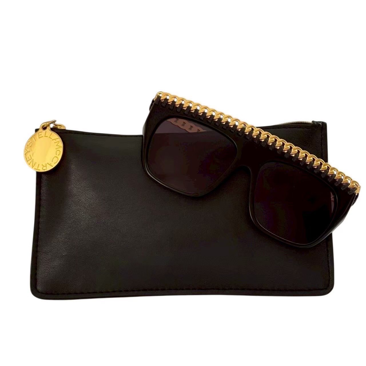 ［中古］STELLA McCARTNEY ステラマッカートニー 黒眼鏡 黒 黒いこと ゴールドメタルチェーン SCOO10S ファラベラ 押さえる模範例 曲線状の形チェーン店 55??16-140 FALABELLA LIMITED EDITION レディース