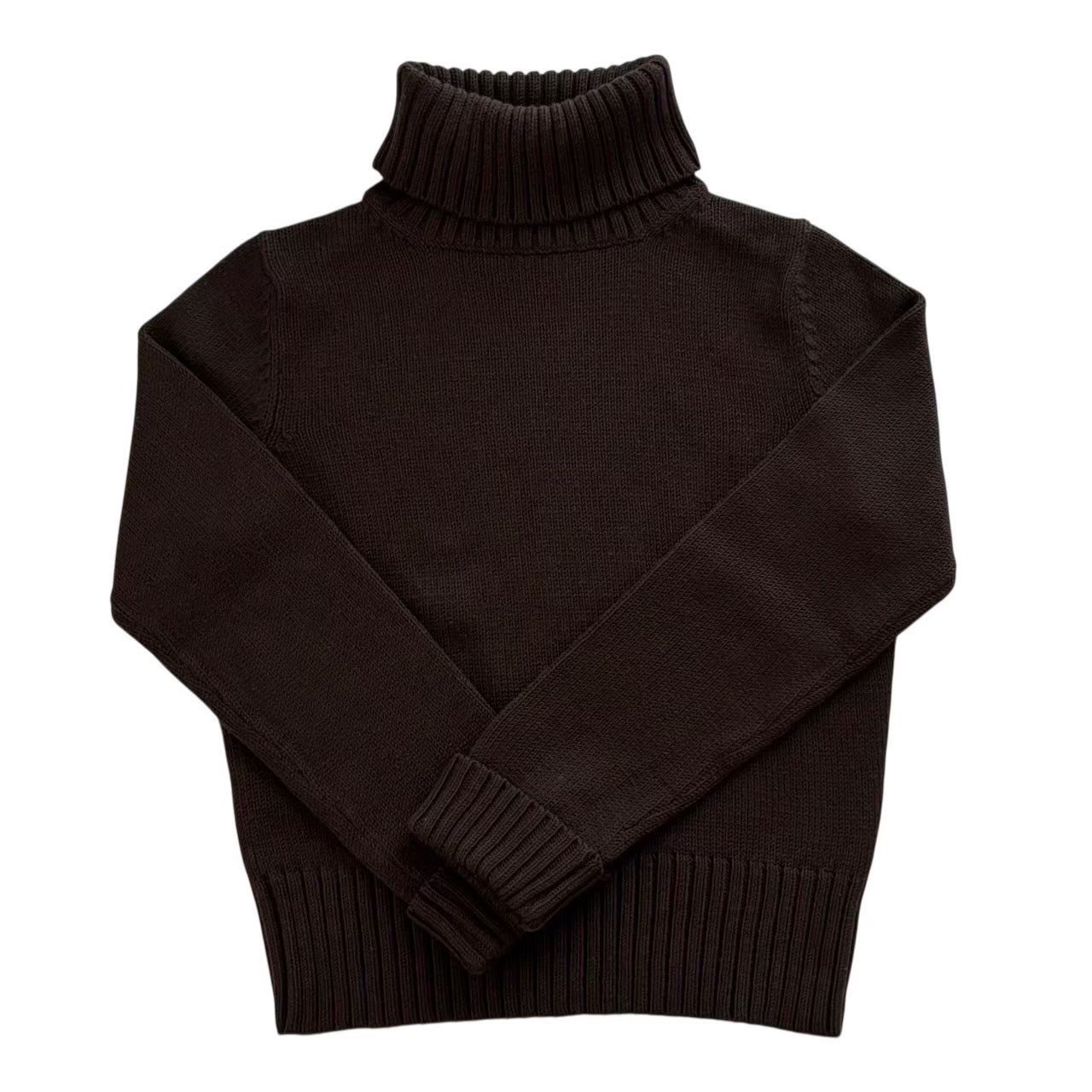 ［中古］BURBERRY バーバリー タートルネック編み物 茶 タートルネック 羊毛 ハイネック 編み物 レディース 大きさ2 M大きさ
