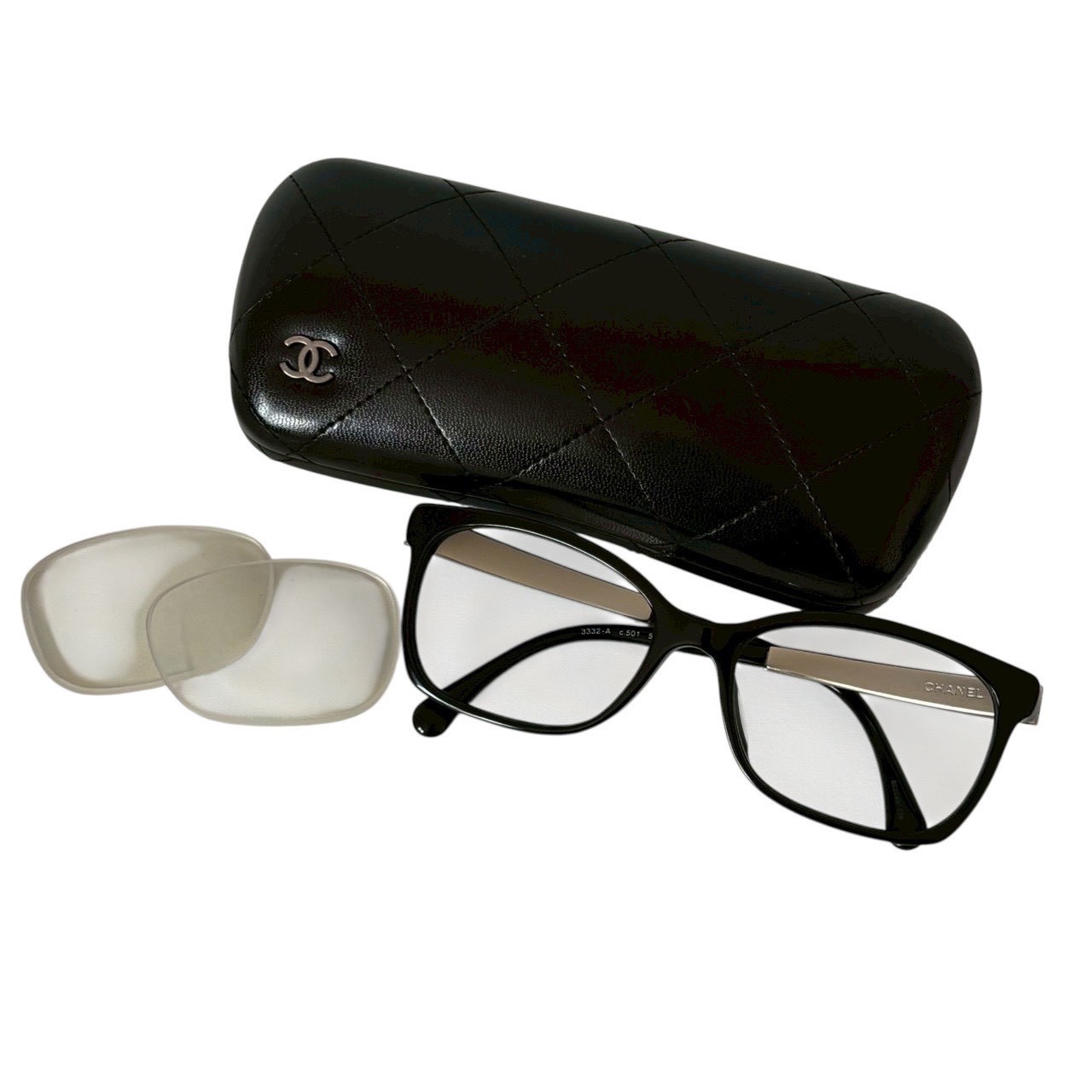 ［中古］CHANEL シャネル メガネ 黒 ブラック クリアレンズ 3332 A BC22497306 501 54??17 140 レディース｜総合ブランドリユースClimb