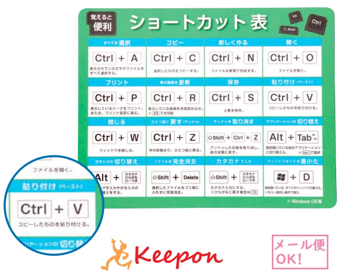 楽天市場 マウスパッドショートカット表付 メール便可能 アーテック パソコン Pc 初心者 練習 マウスパッド キー ショートカットキー キープオン学習イベントショップ