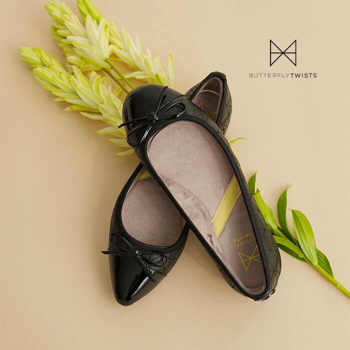 BUTTERFLY TWISTS 夢見鳥捩じり HOLLY ホリー 21012N 脱げにくい キルティング 滑っこいシューズ パンプス レディース 黒いこと バレーシューズ 分かりやすい 外履き 黒 一方ならずない パステル色の 御勤め 事務室 今めかしい 周遊 ブランド名 歩き分かりやすい 黒いこと BLACK