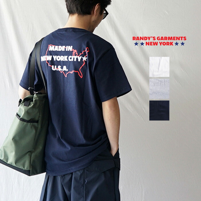 RANDY'S GARMENTS ランディーズガーメンツ Tシャツ ポケT バックプリント ポケット付き ポケットTシャツ プリントTシャツ リラックスシルエット 6oz 6オンス 綿 コットン MADE IN NYC POCKET TEE メイドインニューヨークポケットT SS24JA010
