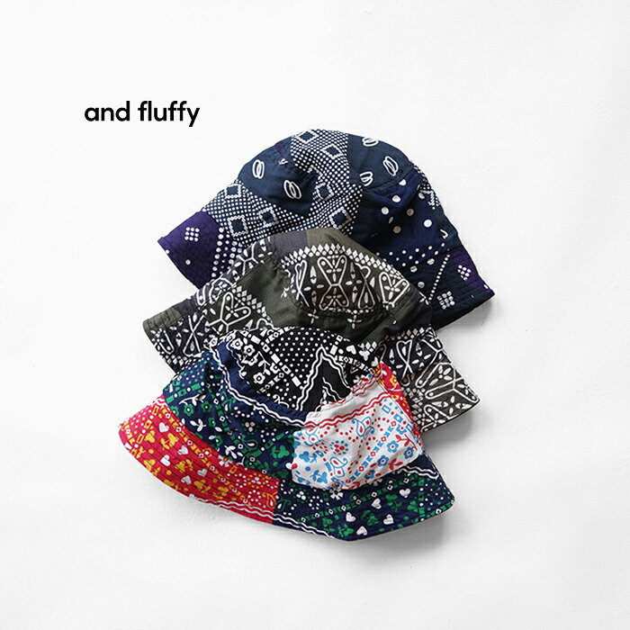 redad and fluffy レダッドアンドフラッフィー 帽子 ハット BANDANA BASKET HAT バンダナバスケットハット バケットハット バンダナ柄 コットン 綿100％ 日本製 おしゃれ ブランド リメイク サイズ調整可能 パッチワーク メンズ レディース ユニセックス フリーサイズ