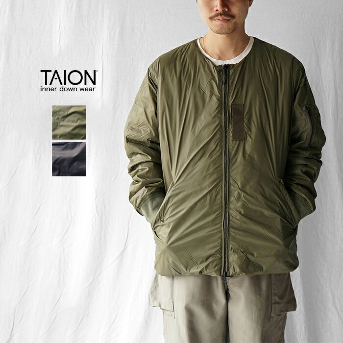 TAION タイオン 下着類落ちこむ 軽さ JAPAN SPECIAL REVERSIBLE MA-1 DOWN JACKET ジャパン特別 リヴァーシブル MA-1 落ちこむ上衣 TAION-JK02JS 今めかしい ブランド名 防寒 落ちこむジレー オリーブ ベージュ 黒いこと メンズ