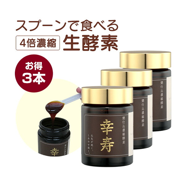 【3本セット】酵素 非加熱 生酵素 ペースト 4倍濃縮 幸寿 まとめ買い (100g入/1ヶ月分×3本)| エンザイム 生 濃縮 サプリメント 酵素スムージー ヨモギ 体温 野草酵素 サプリ 野草 健康食品 無添加