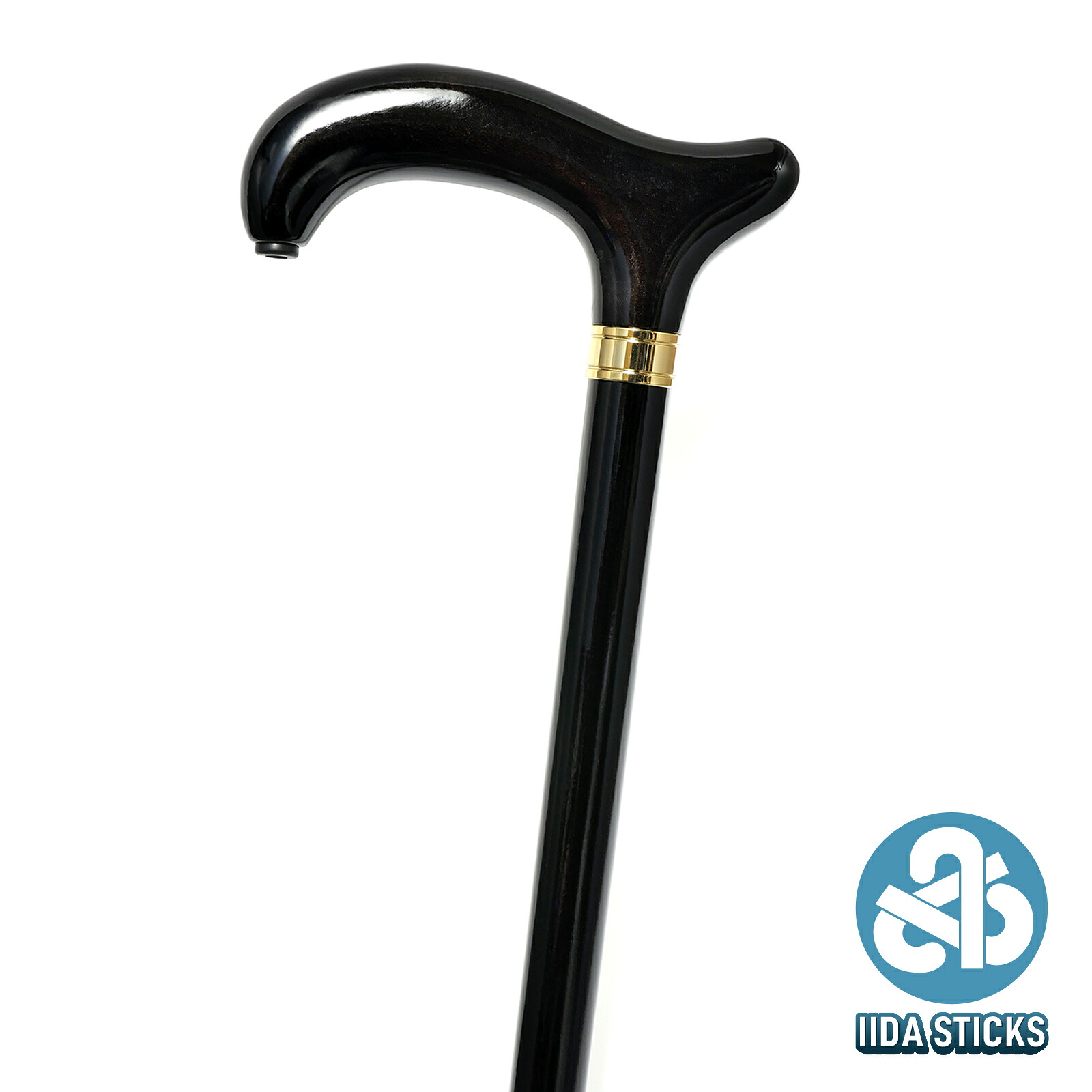 【国産木製ステッキ IIDA STICKS】 波型手元（ブラック）（90cmまで対応） IK-31BKつえ プレゼント ギフト 贈り物 誕生日 シニア 高齢者 敬老の日 散歩 ウォーキング トラベル 旅行 男性 祖父 メンズ 父の日 【送料無料】 14,652円