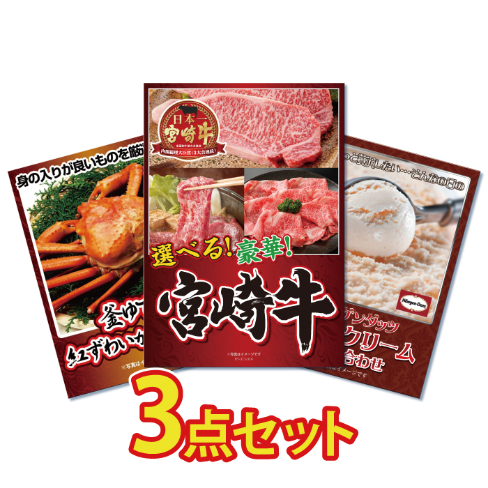 景品 パネル 目録 3点セット 肉 お肉 牛肉 和牛 宮崎牛 選べる 豪華 カニ かに ハーゲンダッツ 目録 ビンゴ 結婚式 二次会 披露宴 会社イベント ゴルフコンペ 忘年会 抽選会