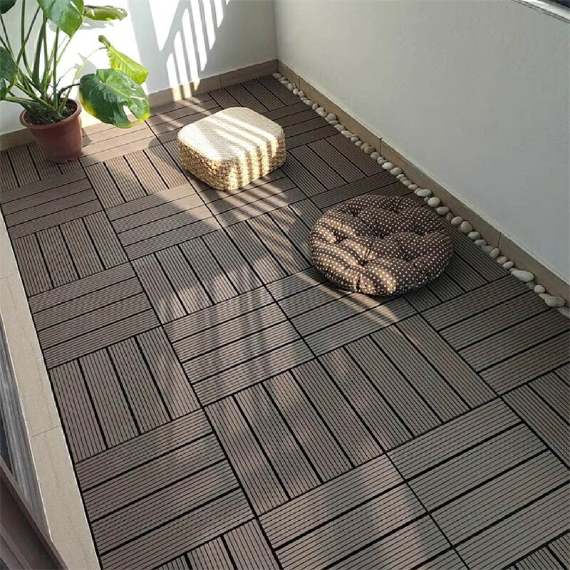 ウッドパネル ウッドタイル ウッドデッキ 置くだけ 人工木 樹脂製 11枚セット 30×30cm 厚み2cm 1平米用 クリック式ジョイン 防水・防湿・環境に優しく耐久性抜群 屋外 屋内 店舗・休憩スペース・バルコニー対応