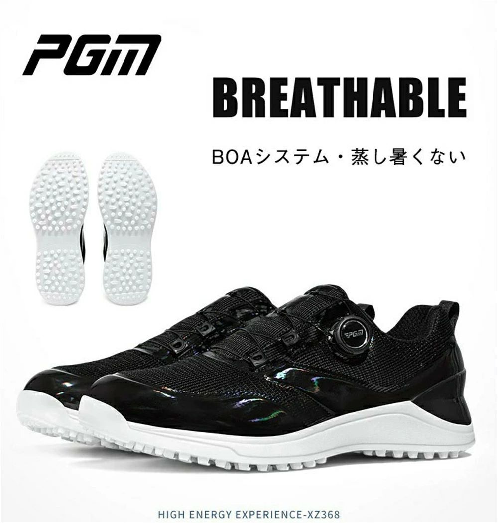 PGM正規格品 ゴルフシューズ 春夏秋 メッシュ メンズ スパイクレス ブラック BOA 24.5-27CM 通気滑り止め ゴルフスニーカー 滑り止め 防水 黒色 アウトドア サイドスライド|Kプライム