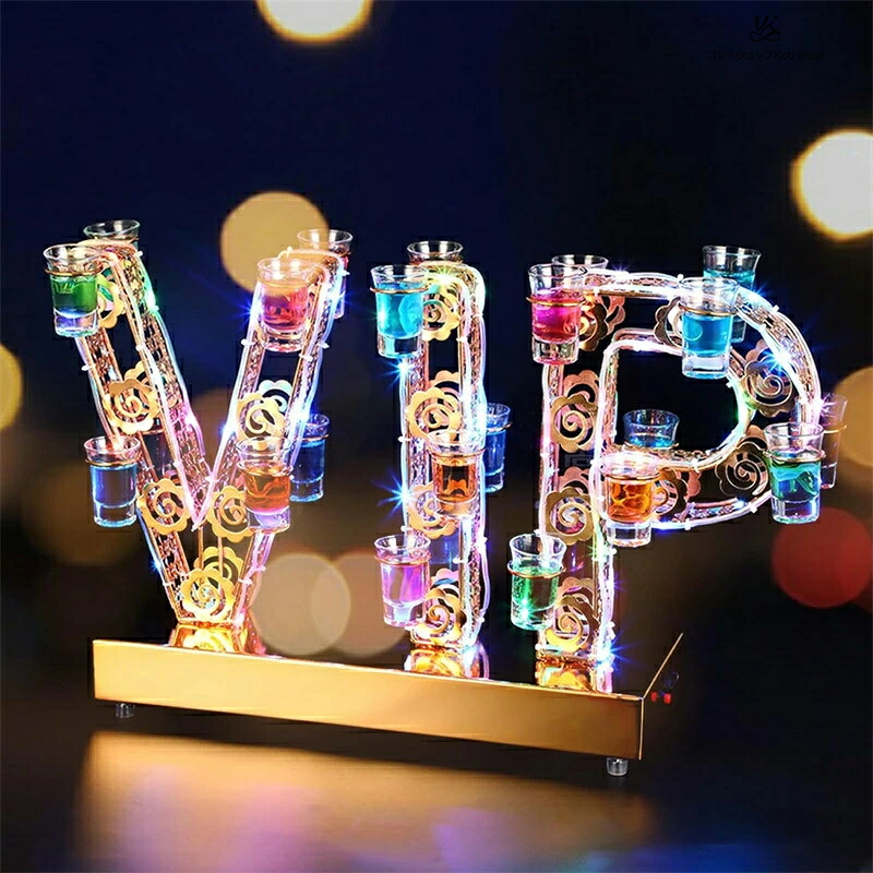 LED酒グラス棚 VIP酒カップホルダー 24カップ付き LED酒ボトル棚 酒グラススタンド バーホテルLED酒棚 収納ラック酒器 酒棚 テキーラ観覧車 ワイングラス掛け LEDランプデザイン 操作簡単 パーティ 雰囲気作り 忘年会 新年会 クラブ カラオケ 飲み会 開店祝い|Kプライム