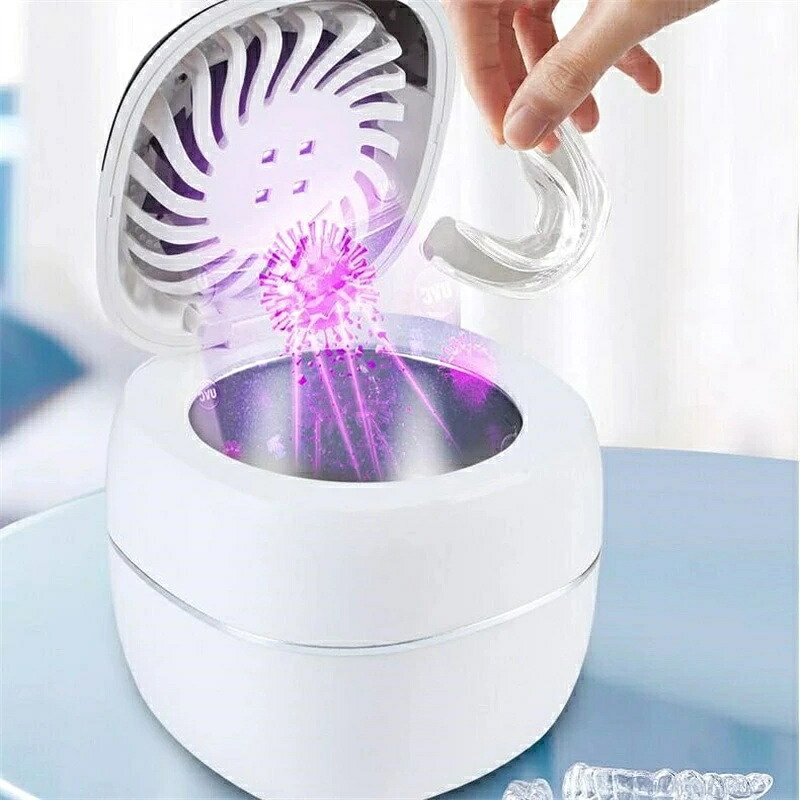 SALE！【一年保証】【2026新登場】45000Hz 入れ歯洗浄機 超音波義歯洗浄器 小型 自動停止 TYPE-C充電ポート 304 ステンレス鋼材料 ミニサイズ 180MLの大容量 虫歯 口臭 強力洗浄 除菌 漏れ防止 防水 洗浄ケース 携帯用 旅行,ホワイト