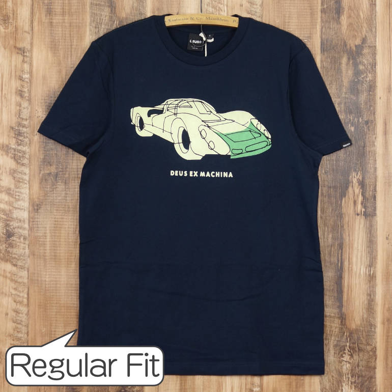 デウスエクスマキナ ティーシャツ メンズ Deus Ex Machina 908 TEE 半袖 労働者の一団のど首 米国海軍 紺 ポルシェ 刷り上げる オーガニックコットン