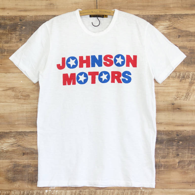 ジョンソンモータース ティーシャツ メンズ 半袖 白いこと 白 Johnson Motors THE BOLLOCKS アメカジ バイ鉄道車両 綿織物 綿100％