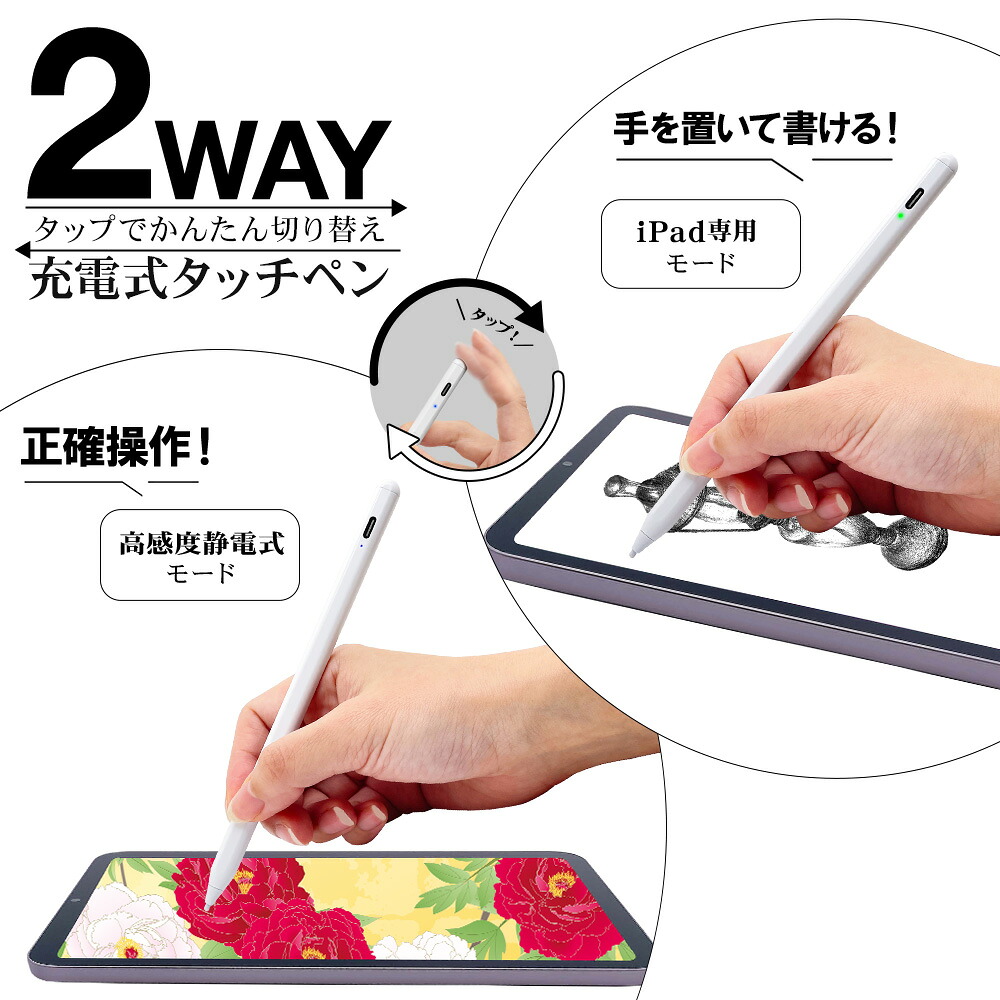 iPhone iPad スマホ タブレット タッチペン スタイラスペン タイプC 充電式 パームリジェクション 誤作動防止 静電切替 超高感度 軽量 細部まで描き込める ペアリング不要 極細 Type-C typec Android スマートフォン ラスタバナナ