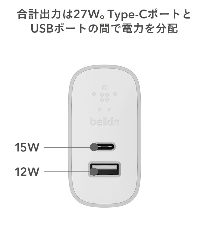 楽天市場 Belkin Usb Type C Usb A充電器 27w コンセント 充電 タイプc Usb Usbポート 急速充電 Hamee ハミィ