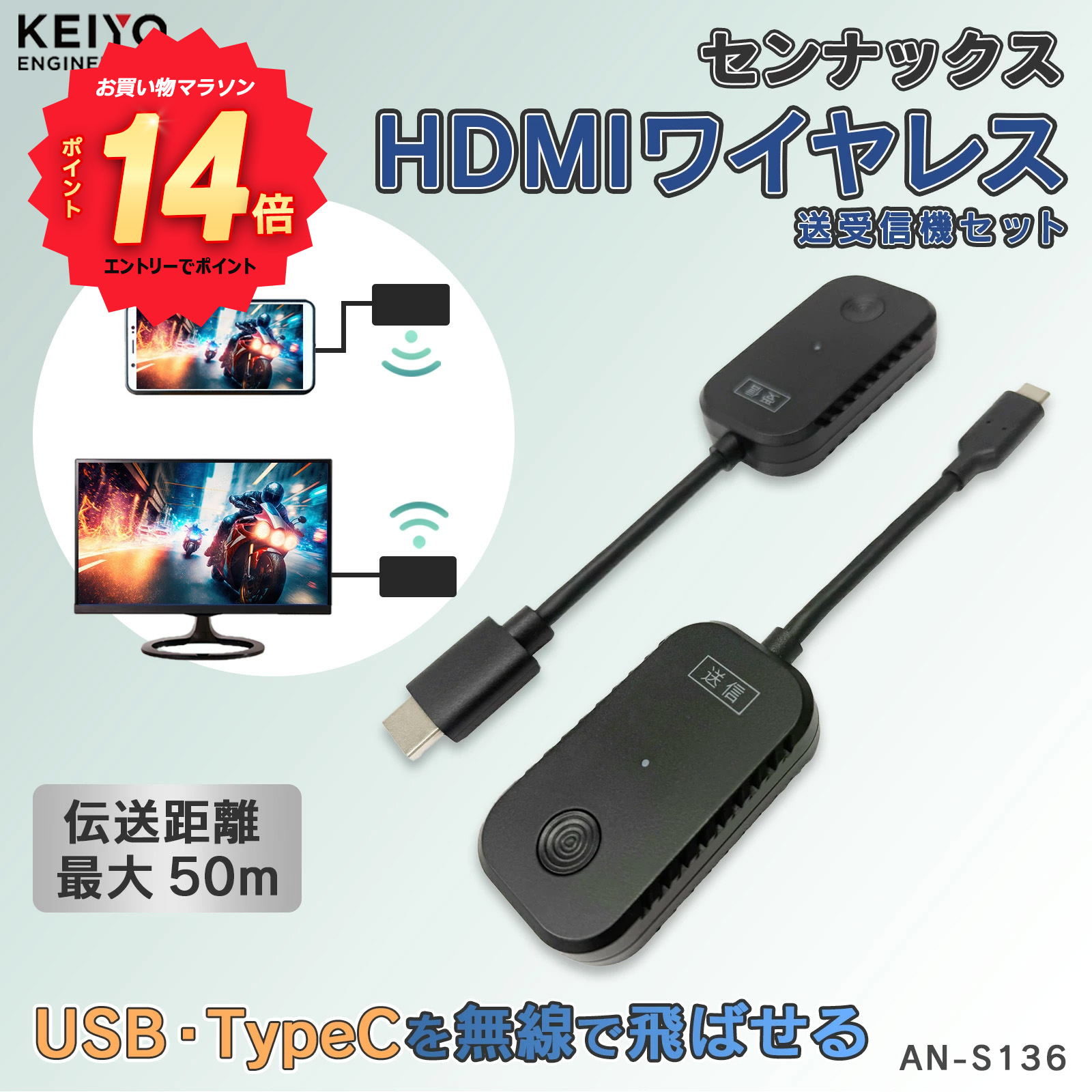 楽天市場】＼エントリーでポイント14倍／ HDMI ワイヤレス USB TypeC