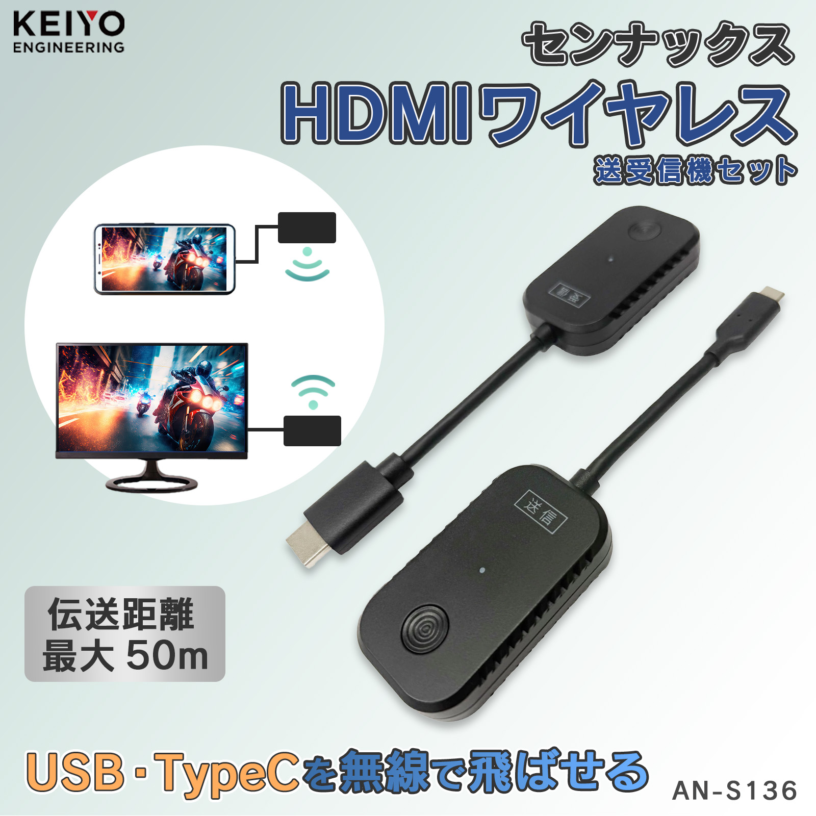 楽天市場】センナックス【KEIYO公式】HDMI ワイヤレス USB Type