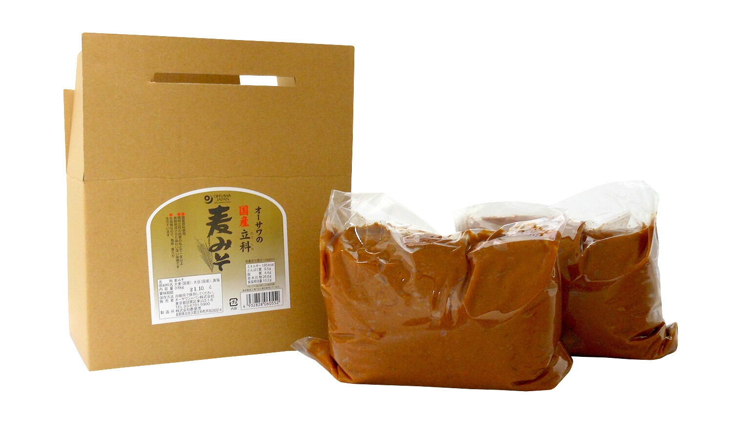 楽天市場】j001435-ju 国産麦麹生みそ 600g(角カップ入