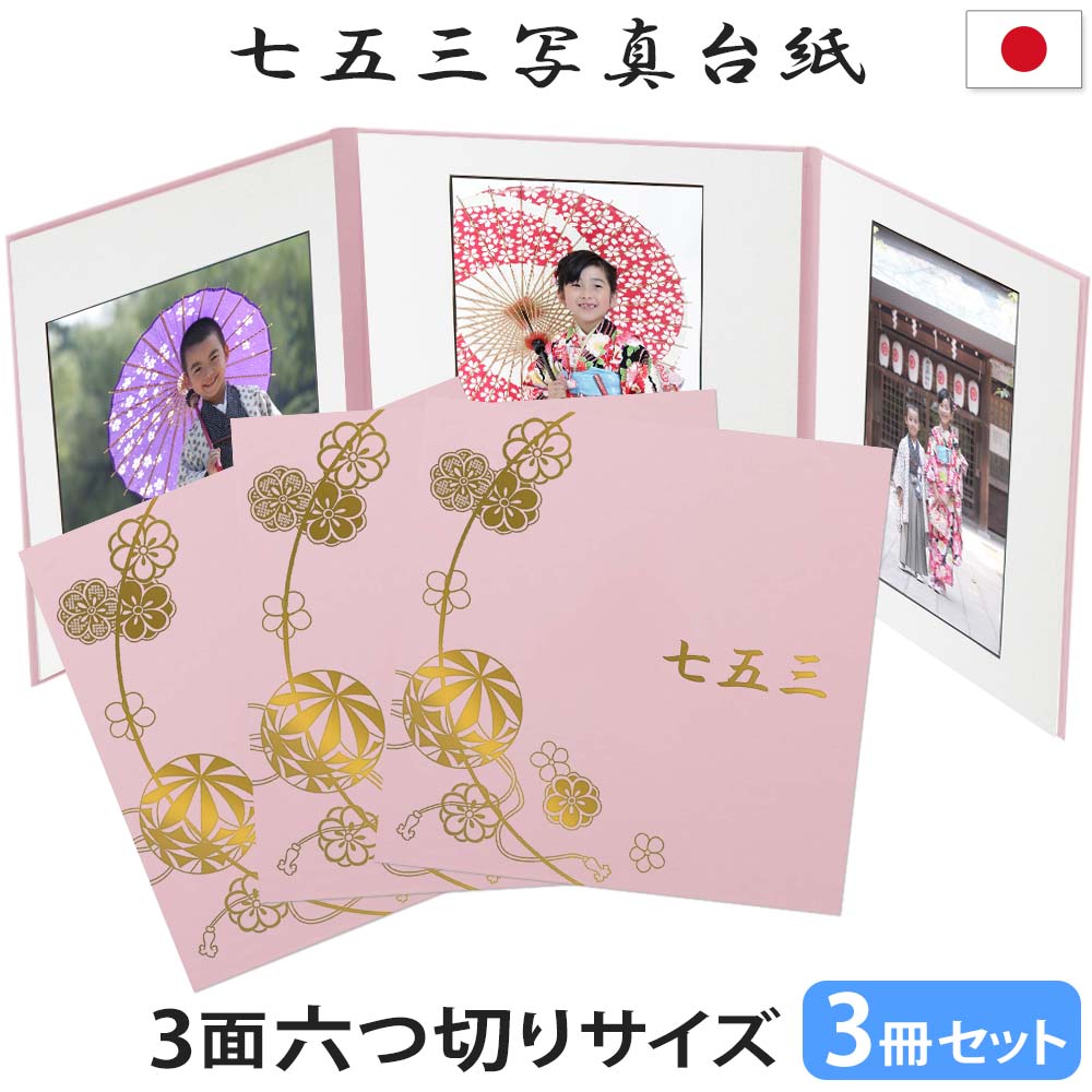 七五三写真台紙 3冊セット割 L 2L 六切り【3面六切り ピンク まり 中枠白色】六つ切り 3面 2l ランキング1位入賞 アルバム台紙 内祝い 七五三 お祝い 753 7歳 5歳 3歳 オリジナル 収納 両家 日本製 手作り 高品質 記念写真 祖父母 プレゼント 記念写真 家族写真 9,471円
