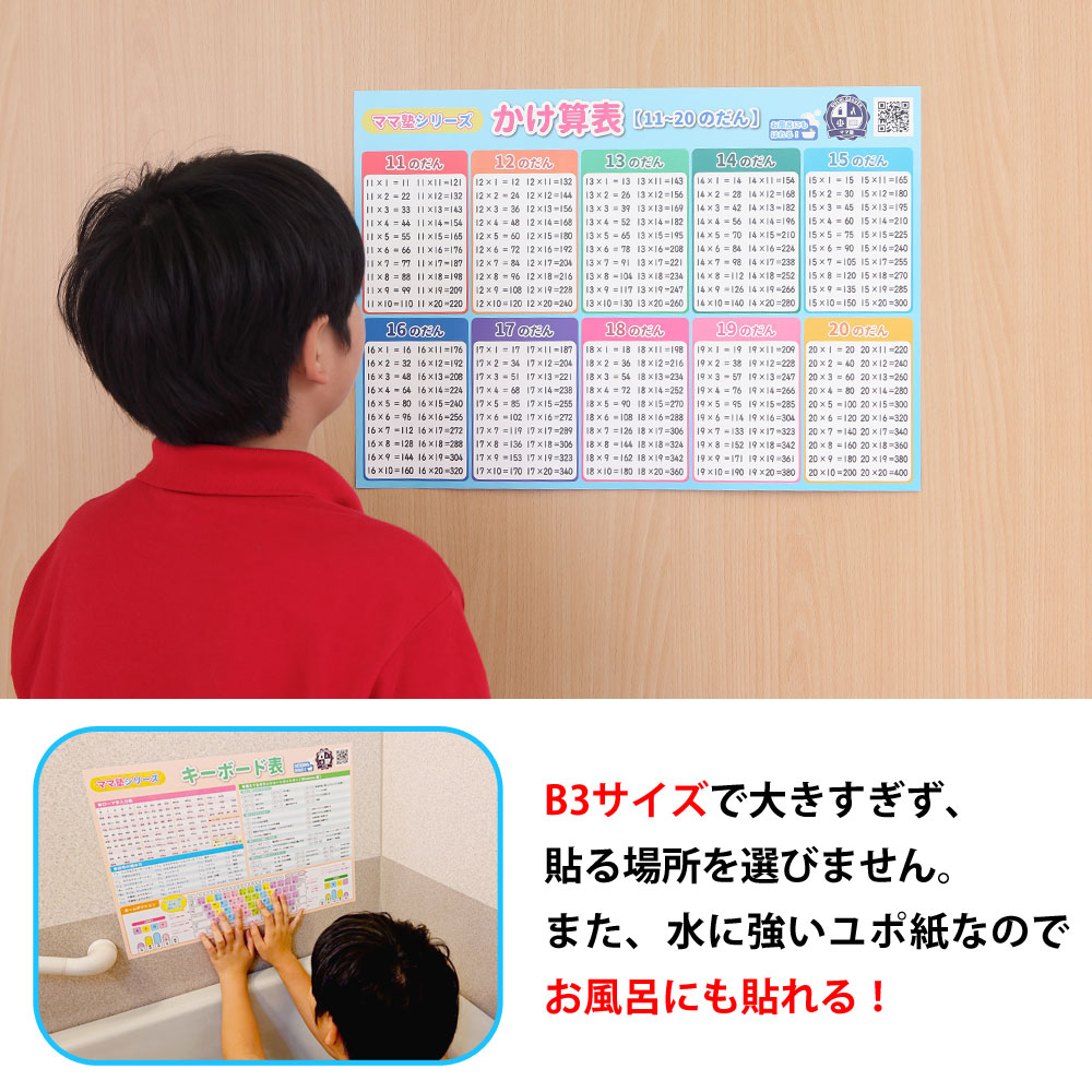 楽天市場 かけ算表 11 のだん 学習ポスター 勉強ポスター おうち学習 お風呂ポスター 壁に貼りやすい大きさかけ算 九九 インド式ママ塾 ベビーから結婚式のアルバム屋さん