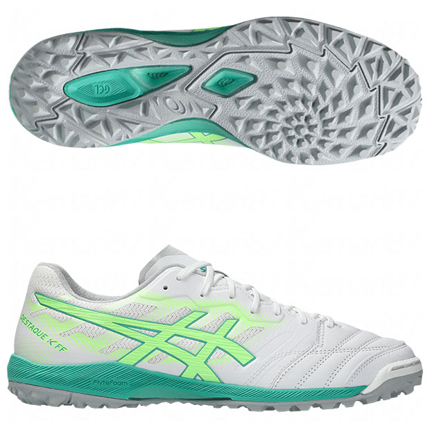 デスタッキ K FF TF 白いこと×イルミネートグリーン 【asics|アシックス】サッカーフットサルトレーニングシューズ1111a218-102