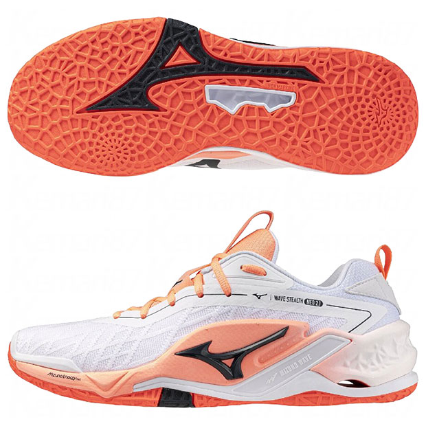 【7/26AM1時59分までポイント10倍】ウエーブ ステルス NEO 2.1　ホワイト&times;コーラル　【MIZUNO|ミズノ】ハンドボールシューズx1ga264080｜kemari87店 14,586円