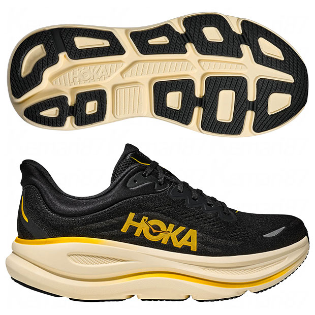 【7/26AM1時59分までポイント10倍】ボンダイ 9 BONDI 9　カーボンブラック&times;イエローゴールド　【HOKA|ホカ】ランニングシューズ1162011-cwg｜kemari87店