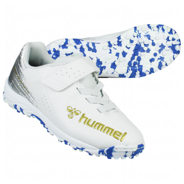 【4/4 20時からポイント5倍】ジュニア プリアモーレ 6 β V TF Jr.　ホワイト×ブルー　【hummel|ヒュンメル】サッカージュニアトレーニングシューズhjs2133-1060