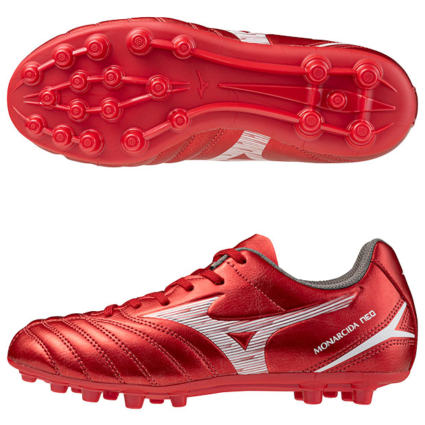 【4/11AM1時59分までポイント5倍】ジュニア モナルシーダ NEO 3 SELECT Jr MG　ルビーレッド×ホワイト　【MIZUNO|ミズノ】サッカージュニアスパイクp1gb252660