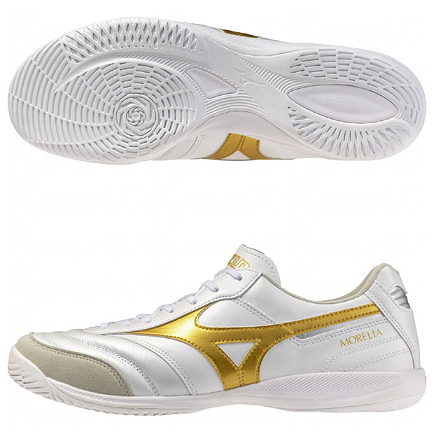 【6/10まで尖んがり10倍】モレリア SALA ELITE IN スーパーホワイトパール×ゴールド 【MIZUNO|ミズノ】フットサルシューズq1ga261250