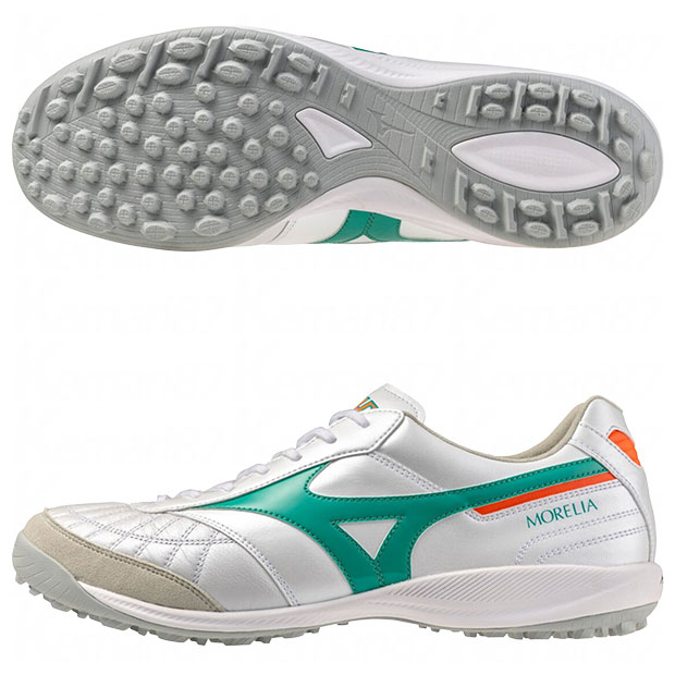 【7/26AM1時59分までポイント10倍】モレリア SALA JAPAN TF　スーパーホワイトパール&times;グリーン　【MIZUNO|ミズノ】サッカーフットサルトレーニングシューズq1gb260235｜kemari87店