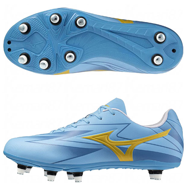 【4/17 9時59分までポイント5倍】ワイタンギ CLUB　ユニティスカイブルー×ゴールド　【MIZUNO|ミズノ】ラグビースパイクr1ga261025